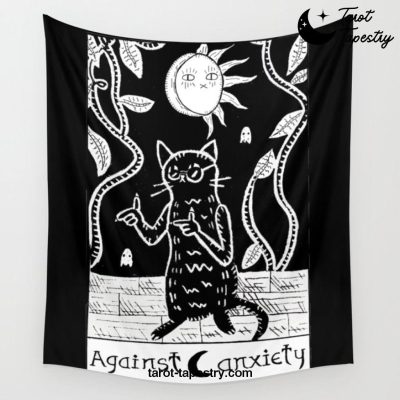 Anxiety cat Wall Tapestry Offical Tarot Tapestries Merch