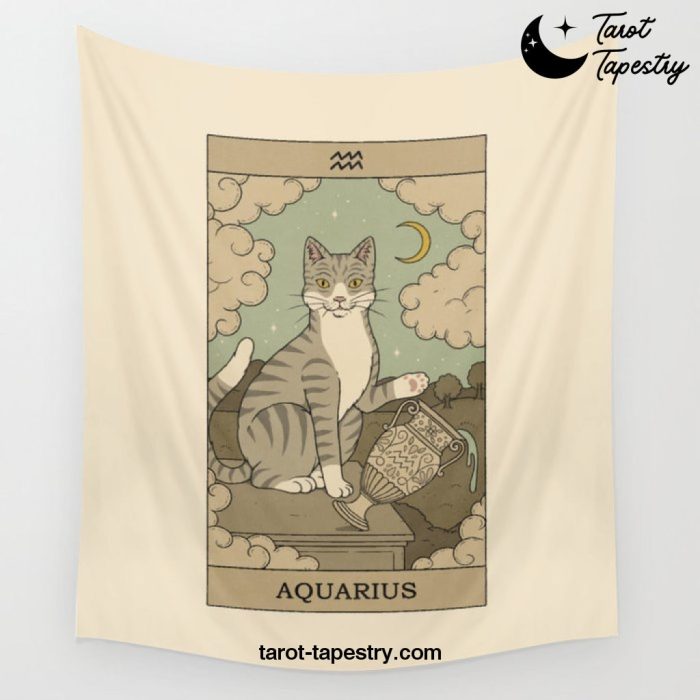 Aquarius Cat Wall Tapestry Offical Tarot Tapestries Merch