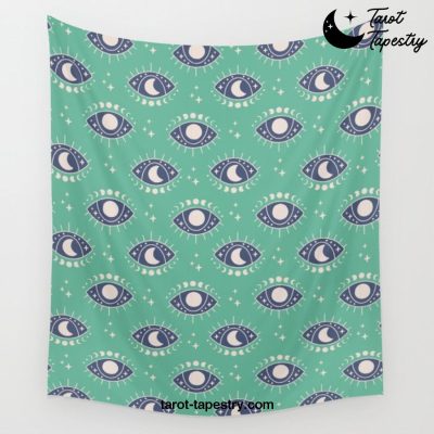 Evil Eyes Teal Wall Tapestry Offical Tarot Tapestries Merch