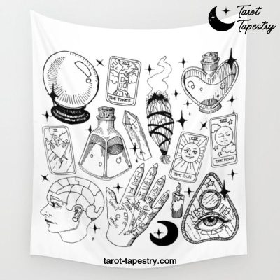 Fortune Teller Starter Pack Black and White Wall Tapestry Offical Tarot Tapestries Merch