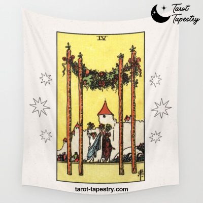FOUR OF WANDS / WHITE Wall Tapestry Offical Tarot Tapestries Merch