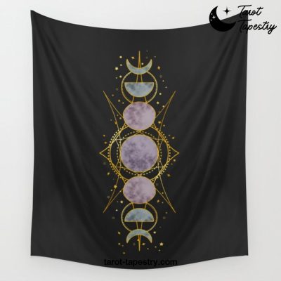 Gold Moonphases Wall Tapestry Offical Tarot Tapestries Merch