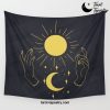 Hands Holding Sun Ray And Moon Crescent, Minimal Wall Art Wall Tapestry Offical Tarot Tapestries Merch