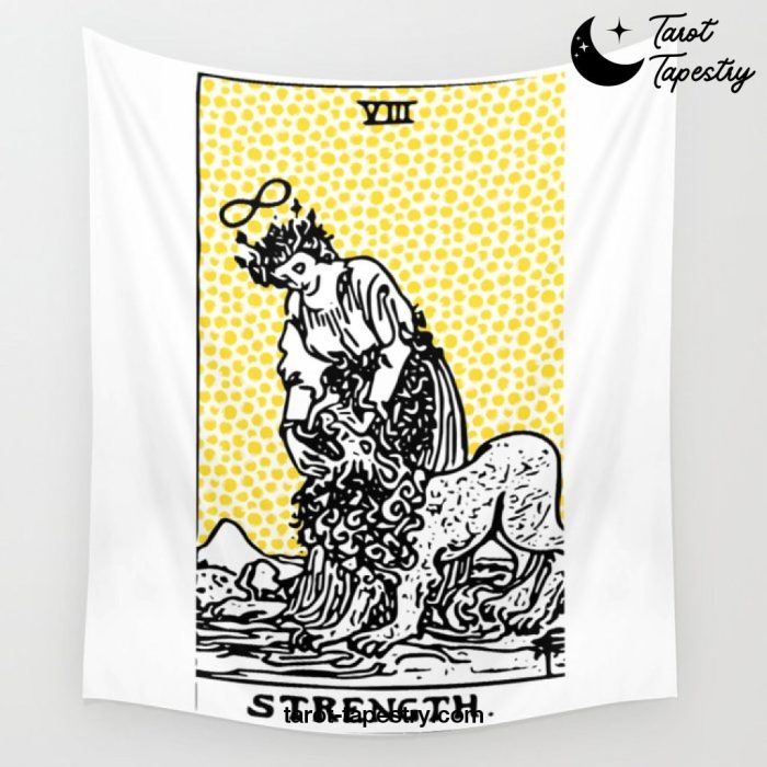 Modern Tarot Design - 8 Strength Wall Tapestry Offical Tarot Tapestries Merch