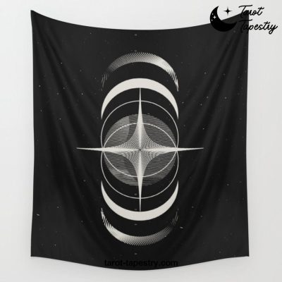 Moon Phases Geometry Black Wall Tapestry Offical Tarot Tapestries Merch