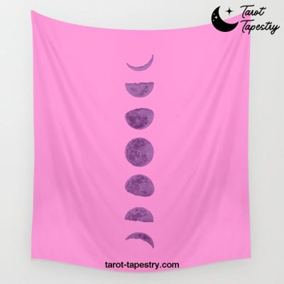 moon phases pink Wall Tapestry Offical Tarot Tapestries Merch