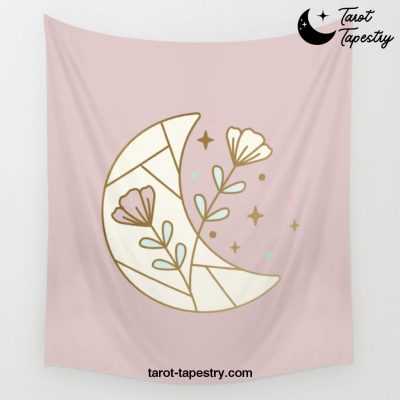 Mystic Moon and Flowers - magical illustration Wall Tapestry Offical Tarot Tapestries Merch