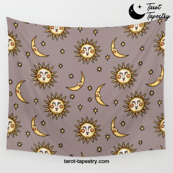 Sun Moon and Stars (dusk) Wall Tapestry Offical Tarot Tapestries Merch