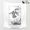 The Fool: Black and White Line Art Wall Tapestry Offical Tarot Tapestries Merch