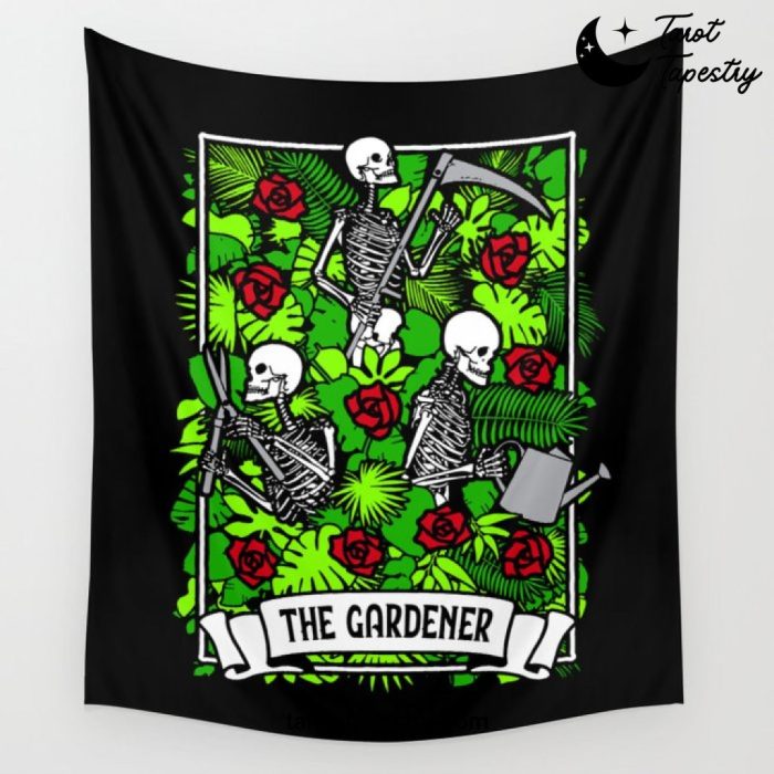 The Gardener Tarot Card Rose Gardening Plant Lover Skeleton Wall Tapestry Offical Tarot Tapestries Merch