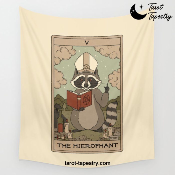 The Hierophant - Raccoons Tarot Wall Tapestry Offical Tarot Tapestries Merch