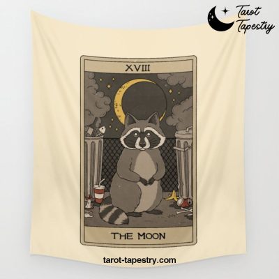 The Moon - Raccoons Tarot Wall Tapestry Offical Tarot Tapestries Merch