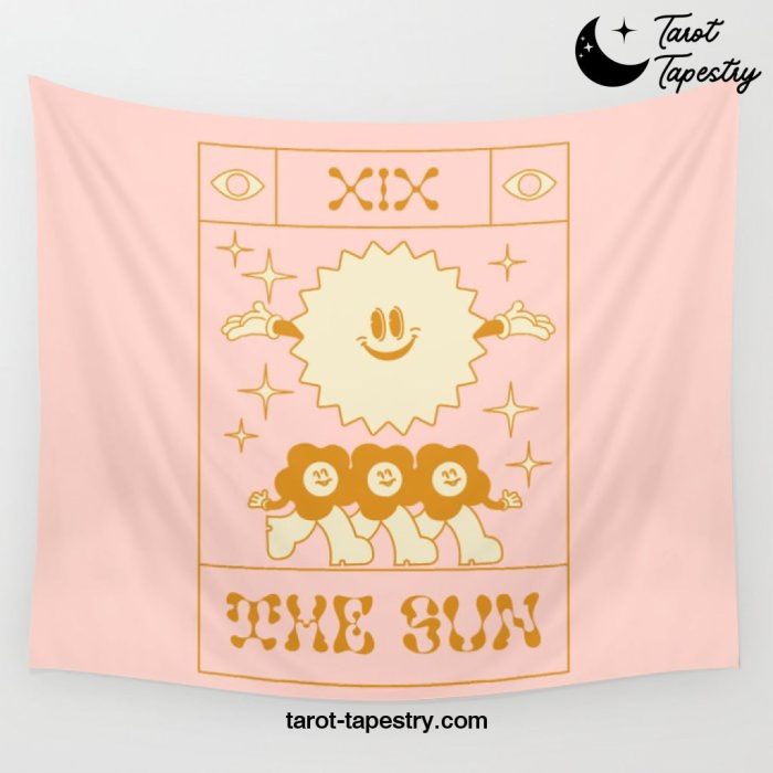 The Sun and Flowers Characters. Tarot Funny card. Hippie divination card Wall Tapestry Offical Tarot Tapestries Merch