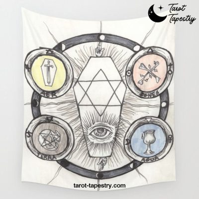 The Tarot Suits Alchemical Drawing Wall Tapestry Offical Tarot Tapestries Merch