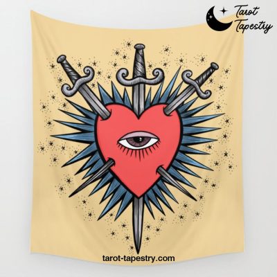 Three of Swords Wall Tapestry Offical Tarot Tapestries Merch