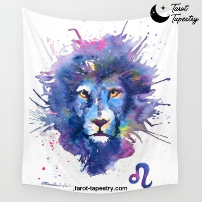 Watercolor Leo Zodiac Splatters Lion Wall Tapestry Offical Tarot Tapestries Merch