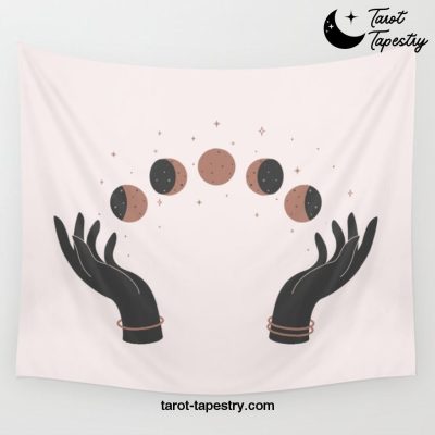 Woman's Hands And Moon Phases Wall Tapestry Offical Tarot Tapestries Merch
