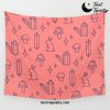 Wonderland in Watermelon; Rabbits, Crystals, Stars, and Mushrooms Wall Tapestry Offical Tarot Tapestries Merch