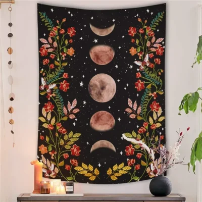 Flower Tapestry Home Bedside Cloth Bedroom Background Hanging Moon Garden