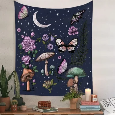 Flower Tapestry Home Bedside Cloth Bedroom Background Hanging Moon Garden