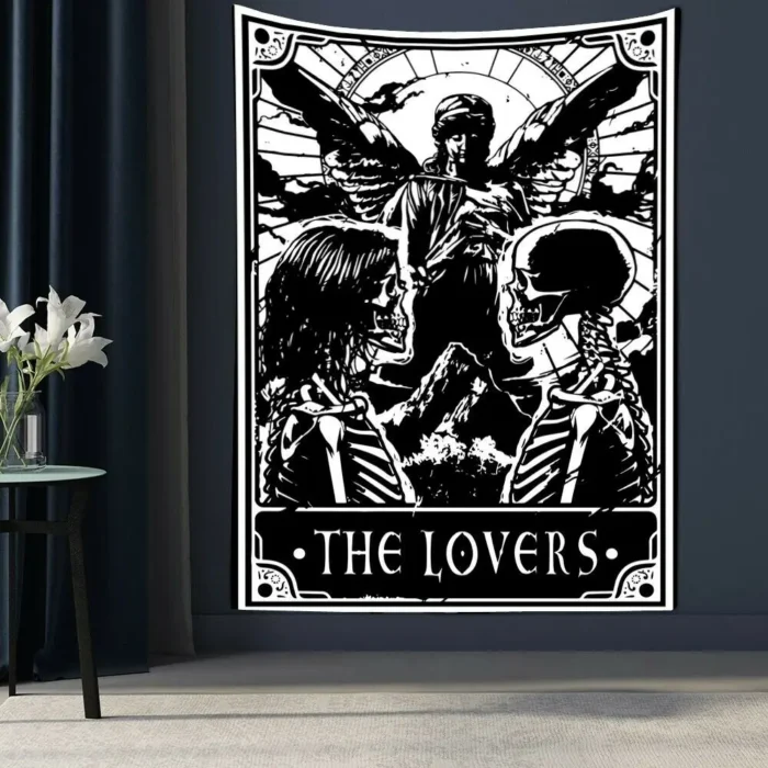 Black-White-Tarot-Card-Tapestry-Wall-Hanging