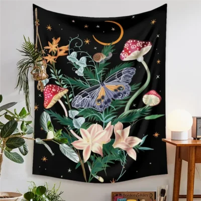 Flower Tapestry Home Bedside Cloth Bedroom Background Hanging Moon Garden