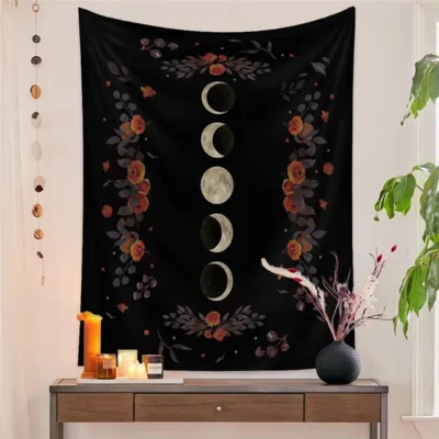 Flower Tapestry Home Bedside Cloth Bedroom Background Hanging Moon Garden