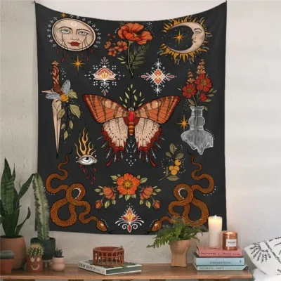 Flower Tapestry Home Bedside Cloth Bedroom Background Hanging Moon Garden